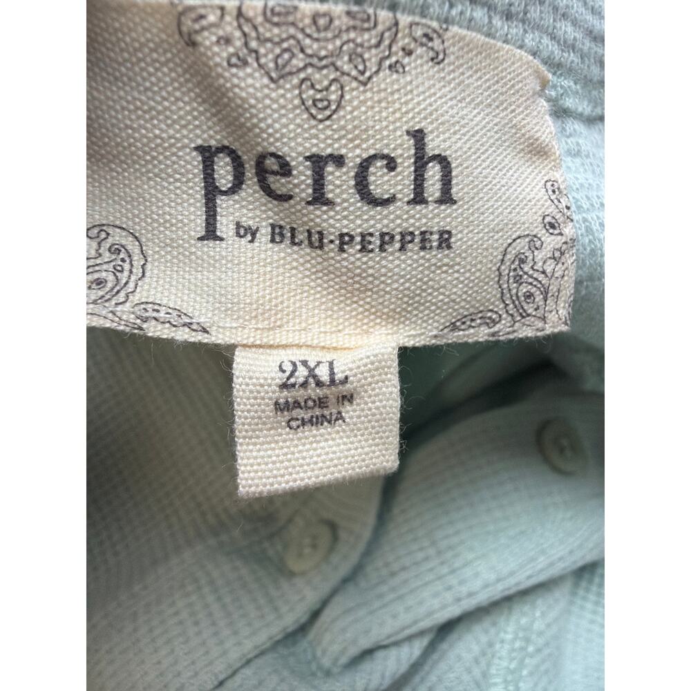Perch by‎ Blu Pepper Women’s Top Size 2XL Light Blue Long Sleeve Henley NWOT - Picture 3 of 7